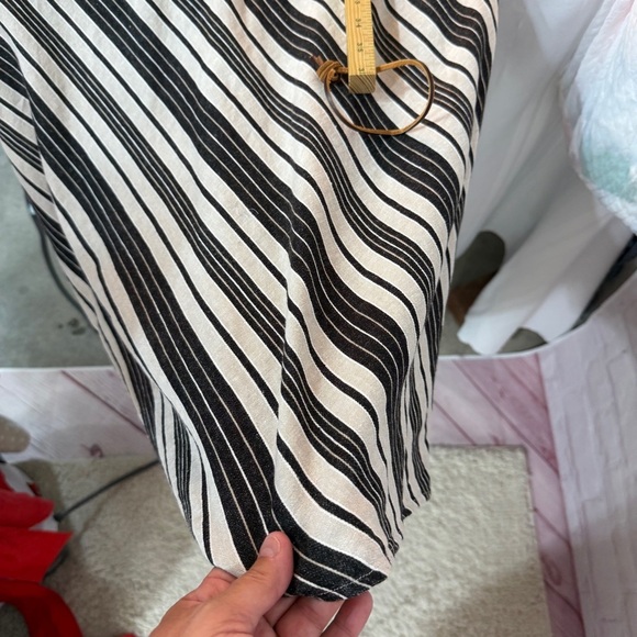 Vintage linen Y2K Striped Black taupe Sleeveless Dress y2K 90’s maxi size vacay - Picture 4 of 7